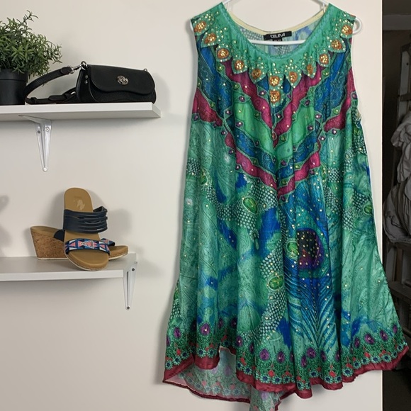 Celina Lightweight Dress, 100% Polyester, Jewel Tones, Crystals, One Size - Picture 4 of 7